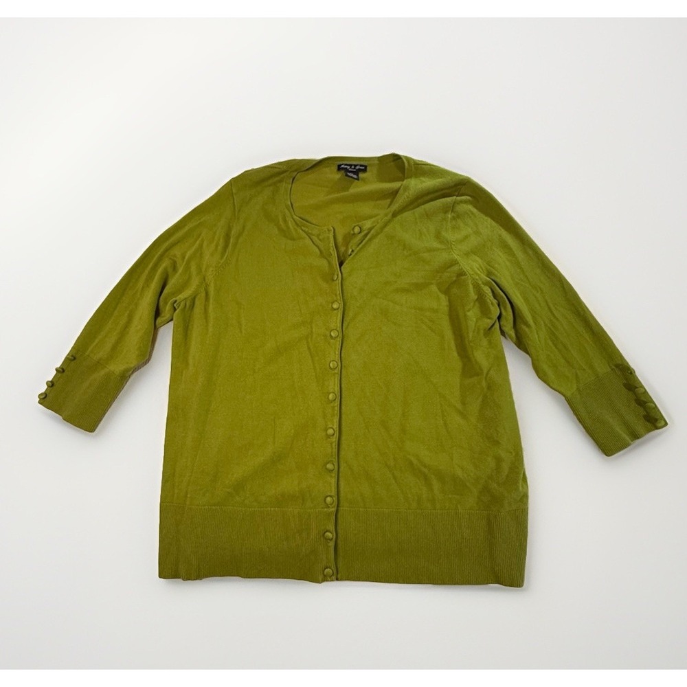Audrey & Grace Green Button Cardigan 2X Soft Knit Casual Cozy Layering